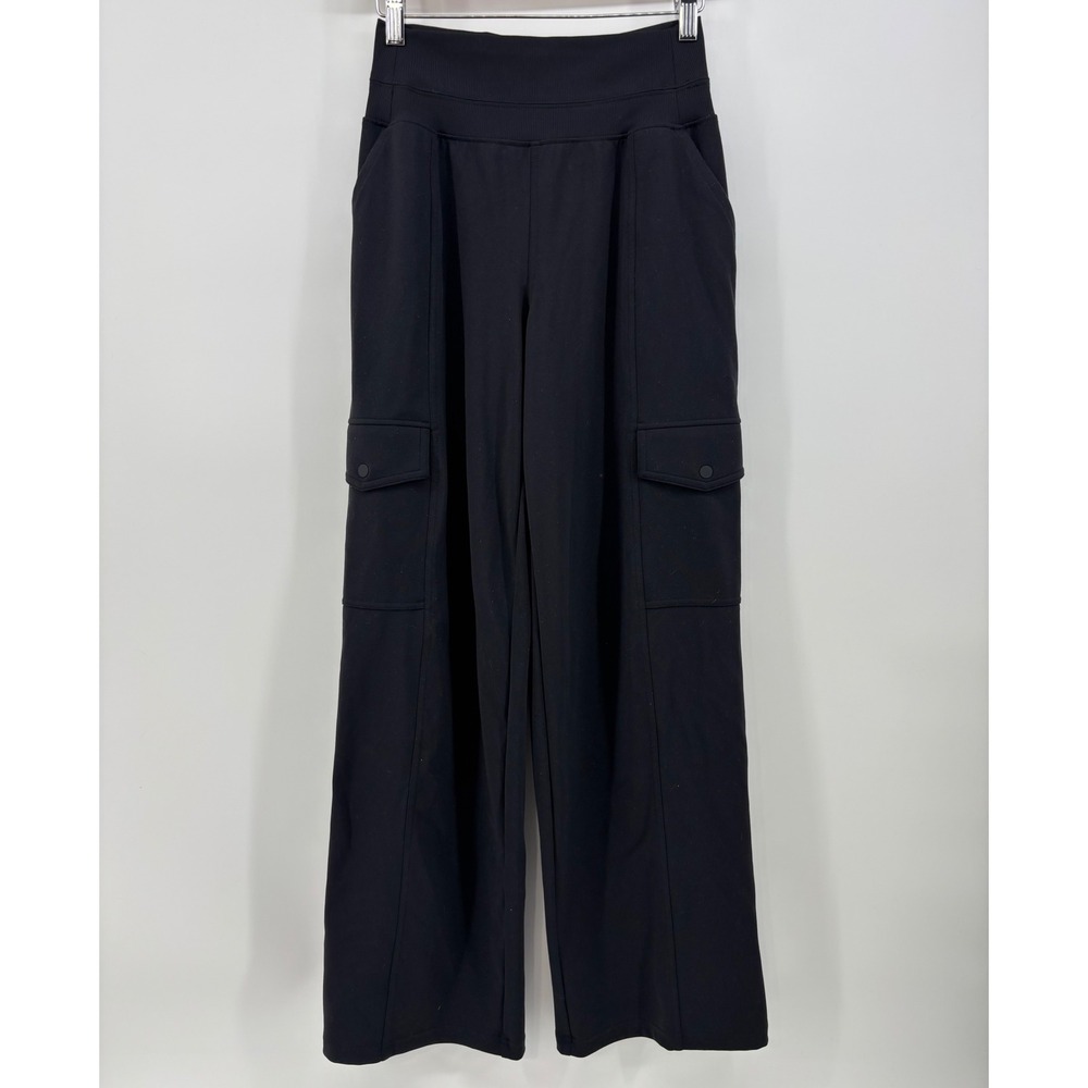 Athleta Venice Cargo Wide Leg Pant High Rise Black Stretch Size XXS